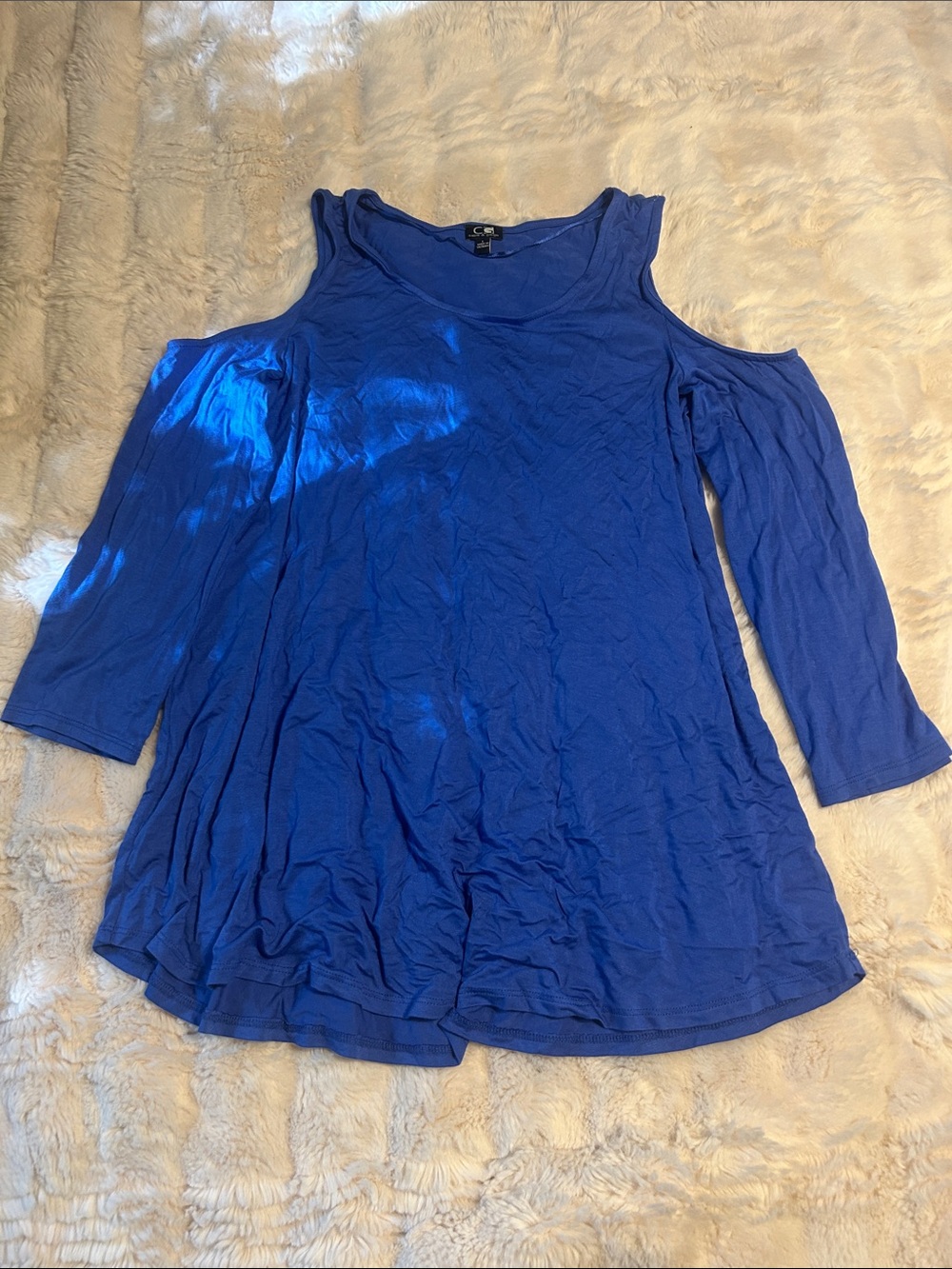 Cold-Shoulder Long Sleeve Top in Royal Blue